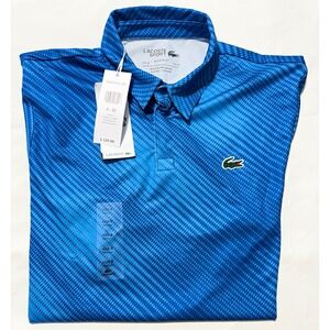 NWT Lacoste Sport Golf Polo Shirt Mens Size 4 M Blue All Over Print
